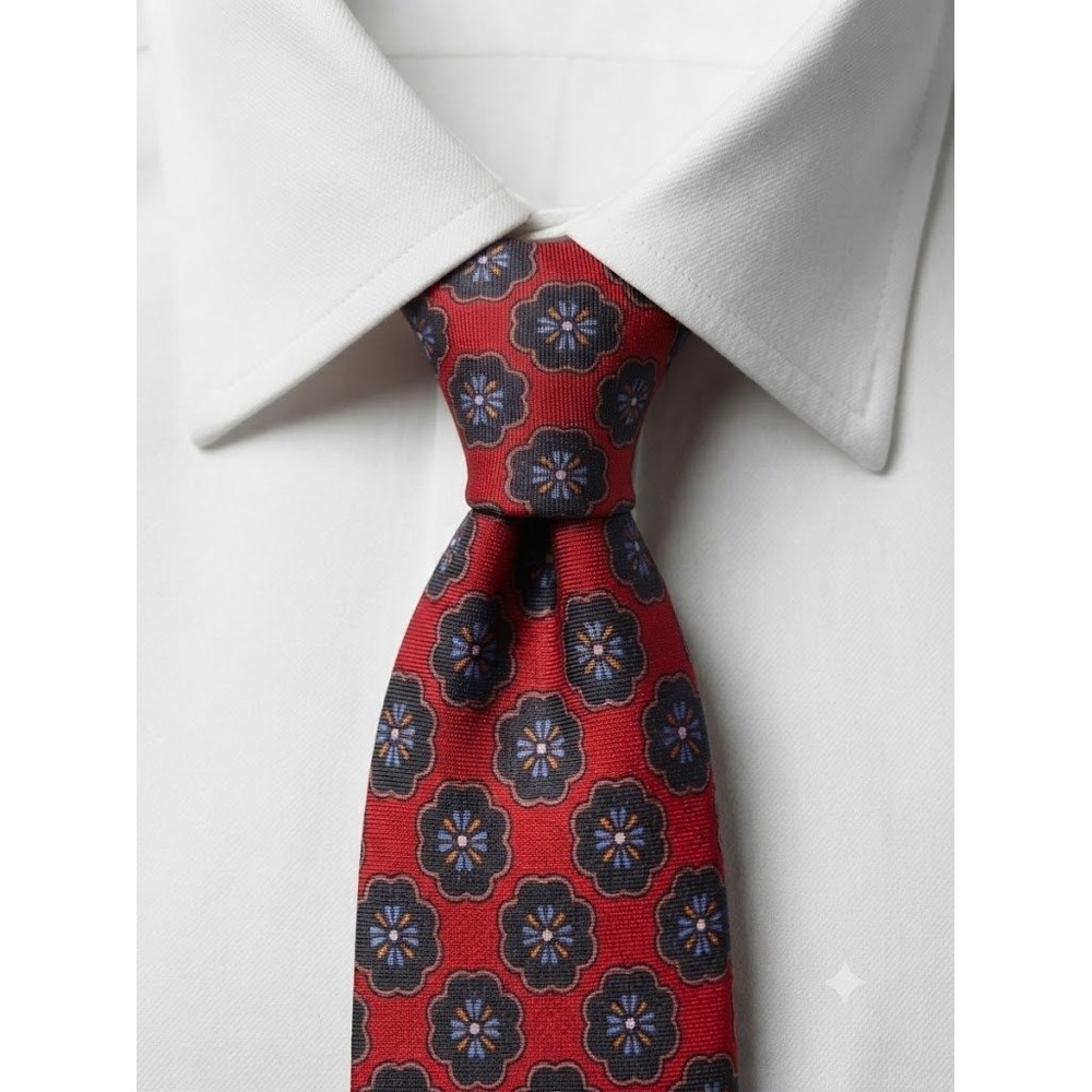 Bonobos Mens Silk Tie Red Floral Medallion Handmade USA Extra Long 3x63